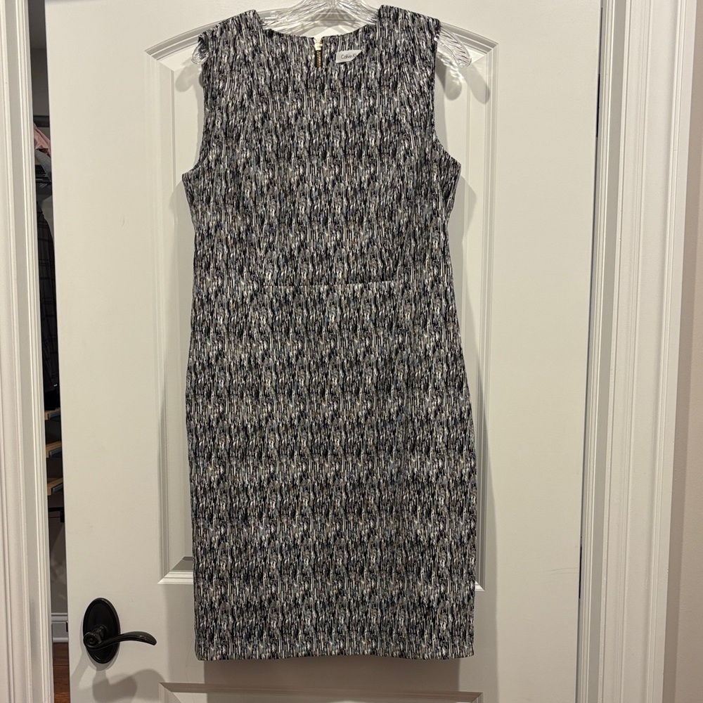 Calvin Klein black and white sheath dress